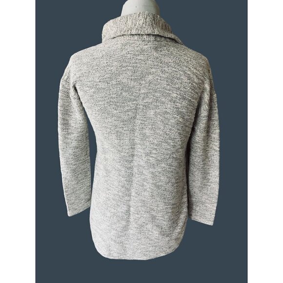 TALBOTS LADIES PETITE OPEN FRONT COLLARED GRAY METALLIC THREADING EUC P - Picture 7 of 8